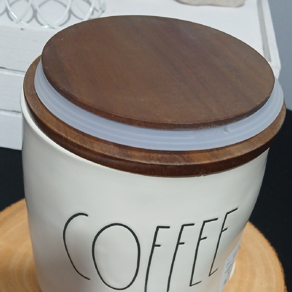 New Release 2026! Rae Dunn Cream Coffee Canister with Wooden Lid NWT - Picture 9 of 15